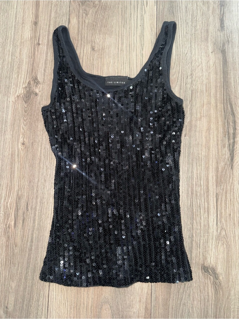 The Limited Black Sequin Scoop Neck Tank